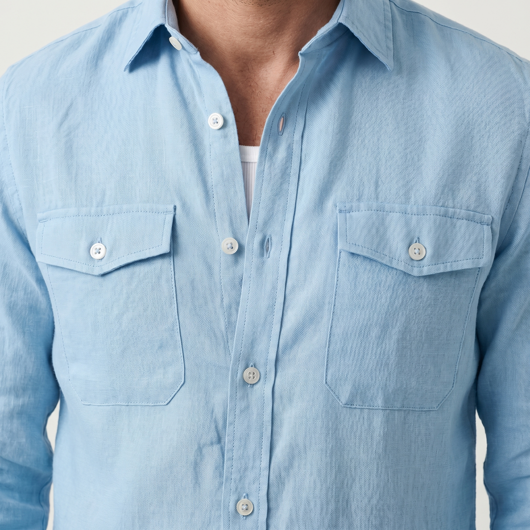 Men's Casual Relaxed Fit Linen Overshirt - Summer Lightweight