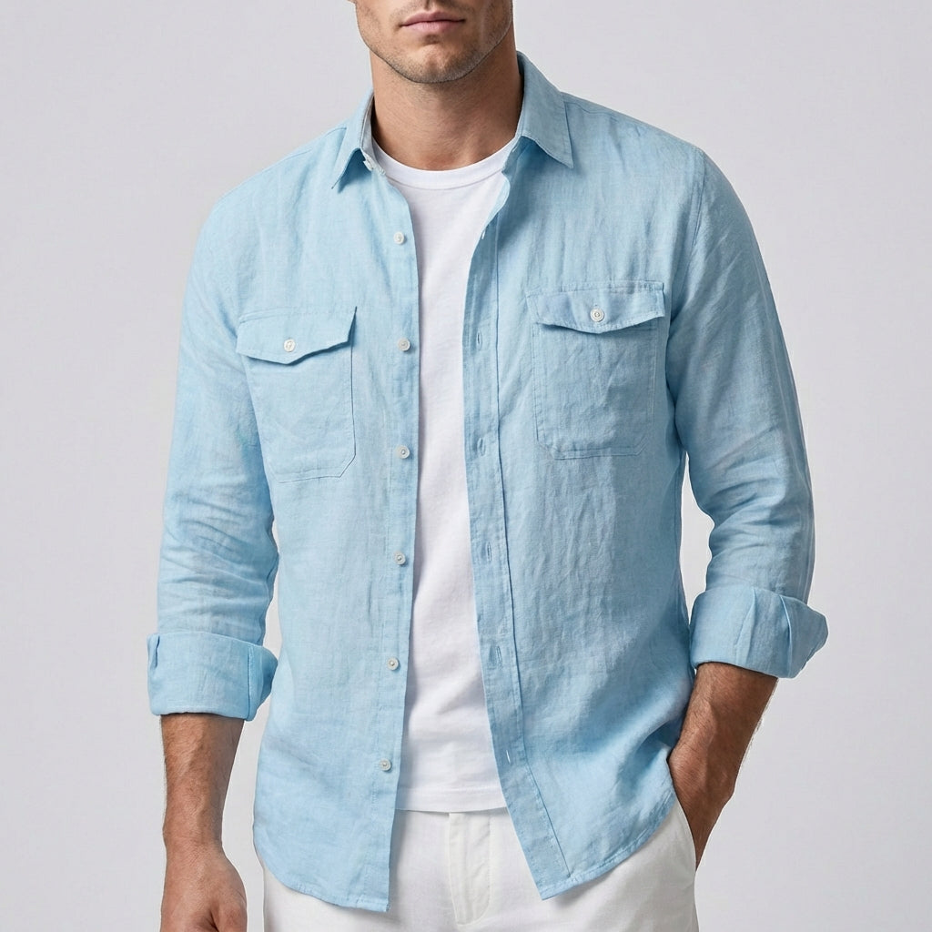 Men's Casual Relaxed Fit Linen Overshirt - Summer Lightweight
