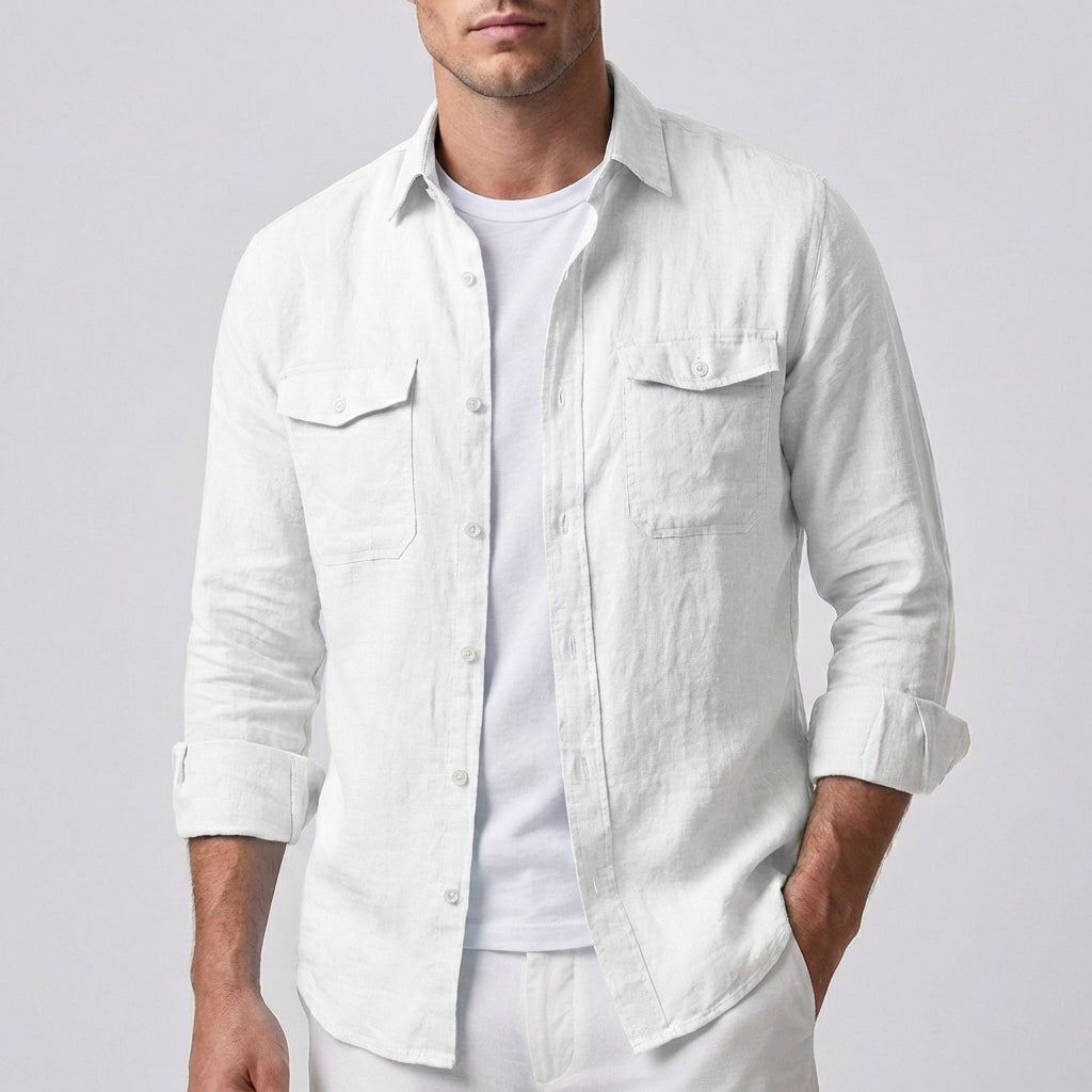 Men's Casual Relaxed Fit Linen Overshirt - Summer Lightweight