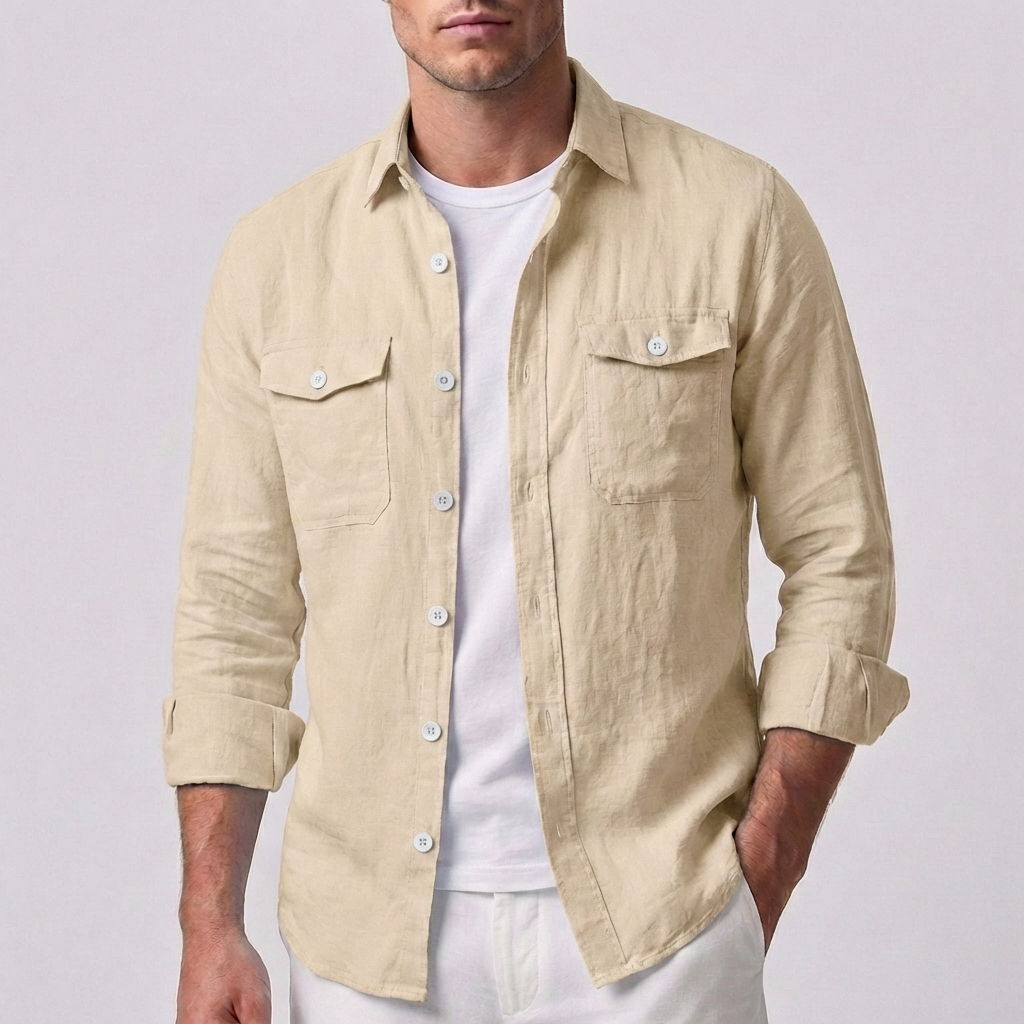 Men's Casual Relaxed Fit Linen Overshirt - Summer Lightweight