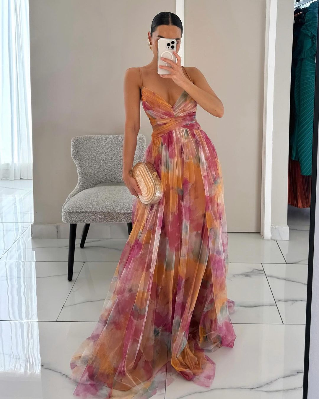 Flora | Women's Flowing Maxi Dress with Floral Pattern