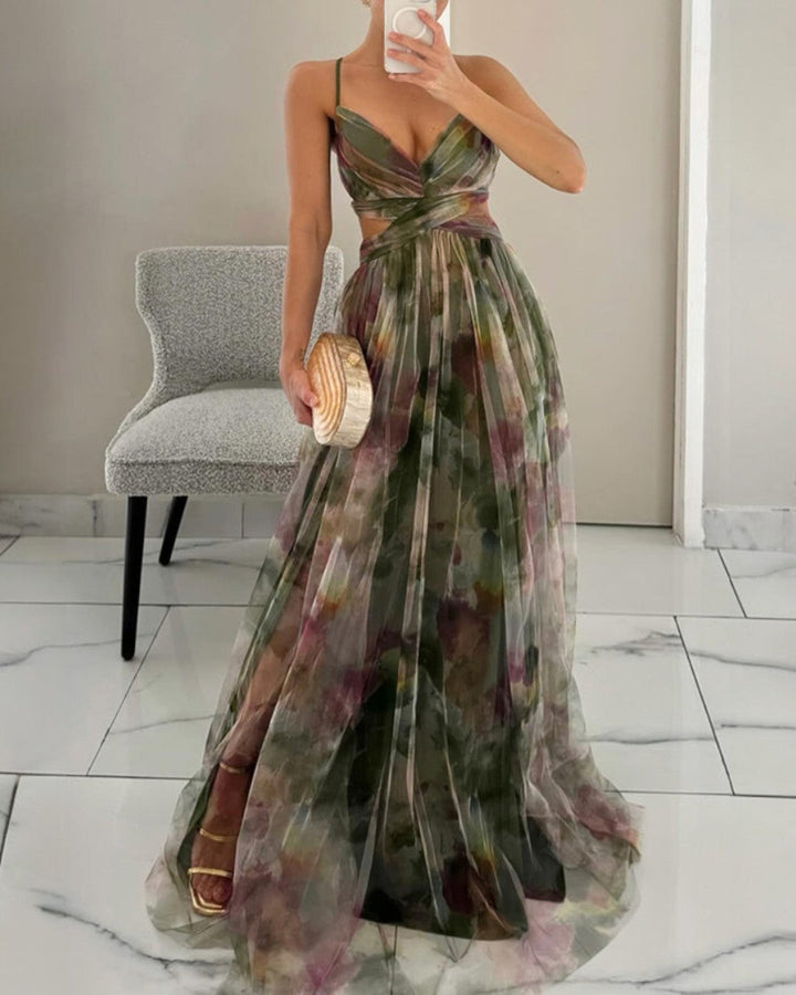 Flora | Women's Flowing Maxi Dress with Floral Pattern