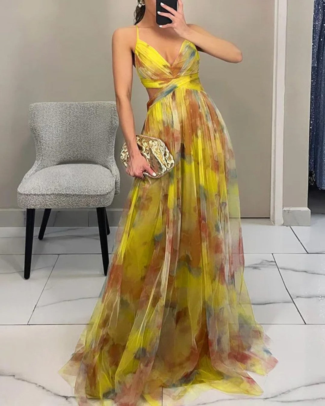 Flora | Women's Flowing Maxi Dress with Floral Pattern
