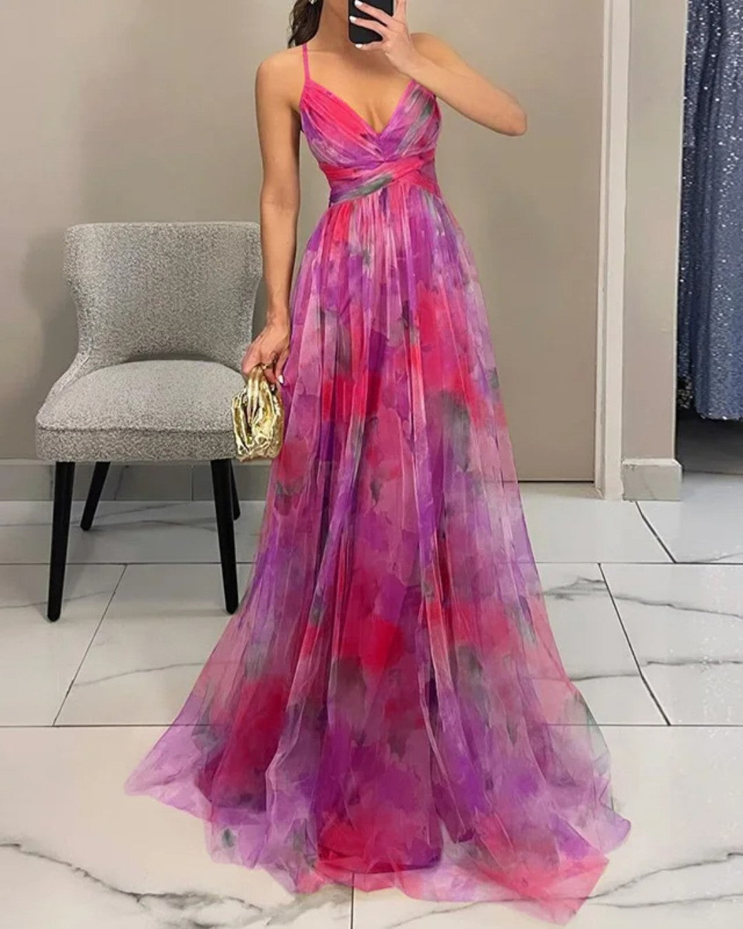 Flora | Women's Flowing Maxi Dress with Floral Pattern