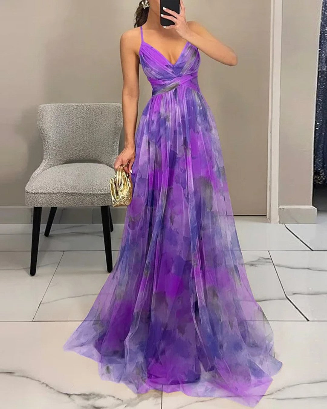 Flora | Women's Flowing Maxi Dress with Floral Pattern