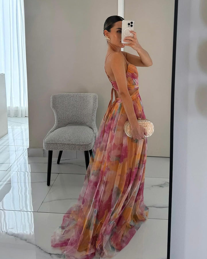 Flora | Women's Flowing Maxi Dress with Floral Pattern