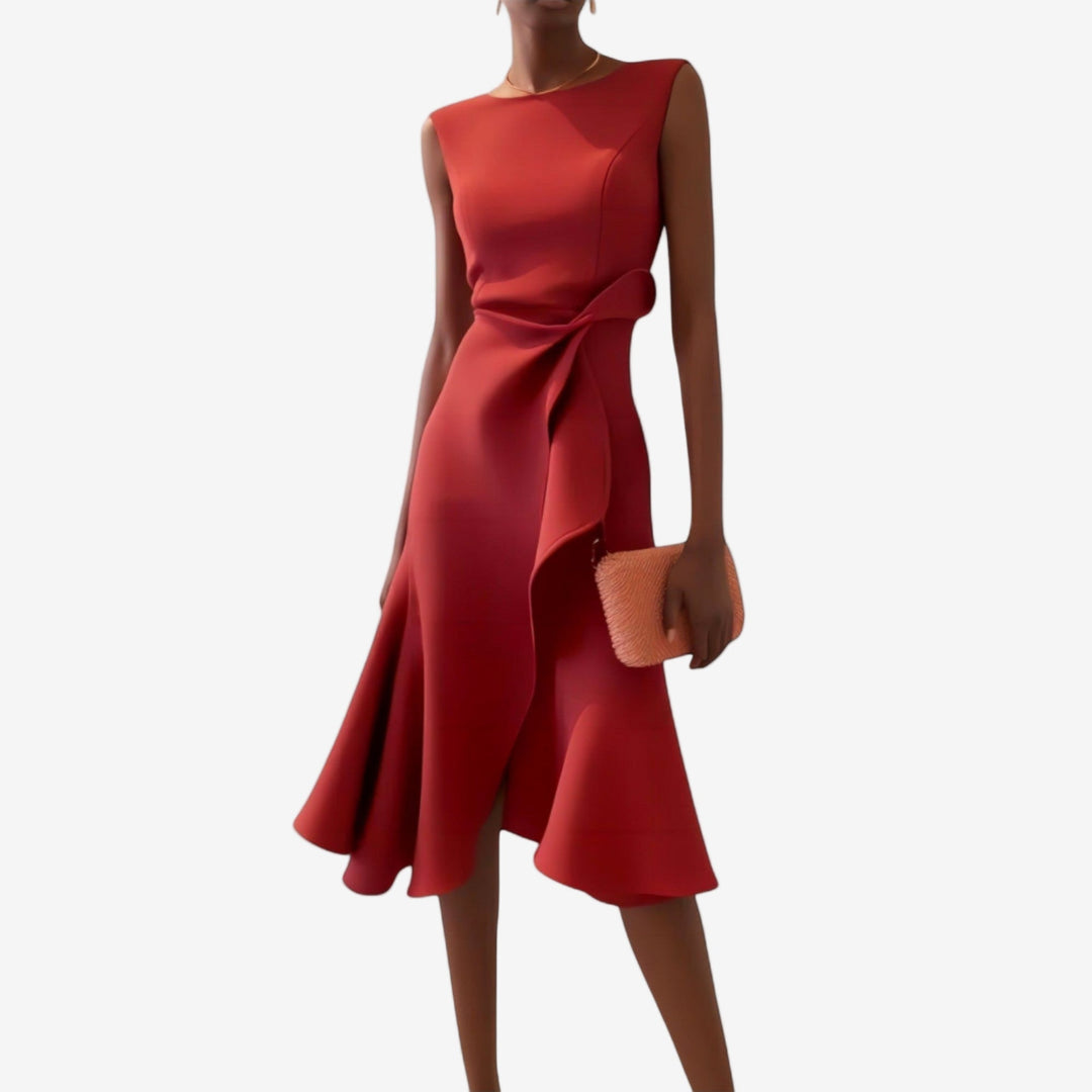 Manuela | Women's Satin Midi Dress, Modern Design