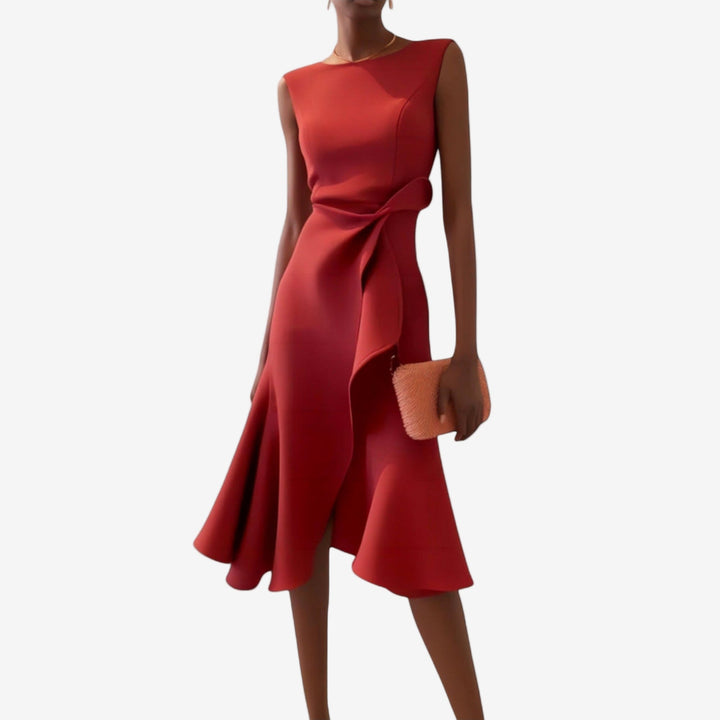 Manuela | Women's Satin Midi Dress, Modern Design
