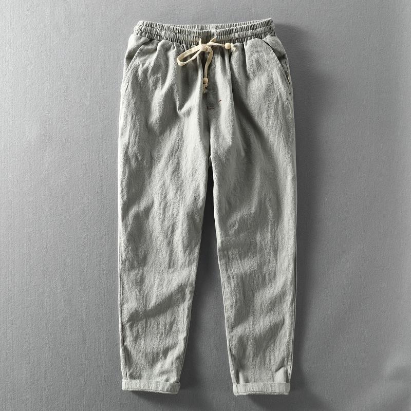 Men's Casual Lightweight Cotton Linen Blend Trousers - Summer Wear