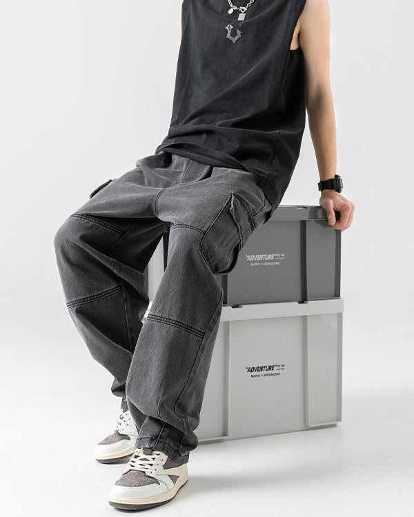 Men's Casual Denim Cargo Jeans - Everyday Comfort