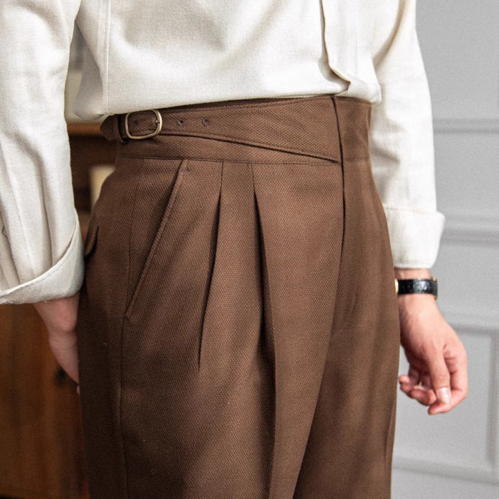 Men's Pleated Cotton Trousers - Casual