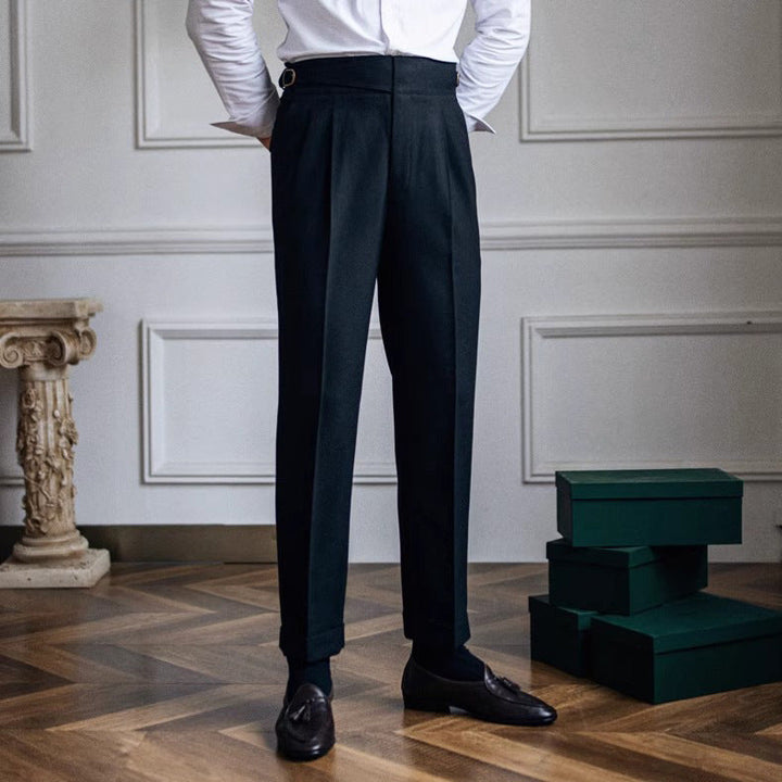 Men's Pleated Cotton Trousers - Casual