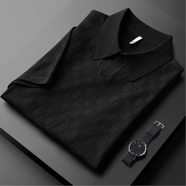 Men's Checkered Knit Polo Shirt - Regular Fit Casual Wear