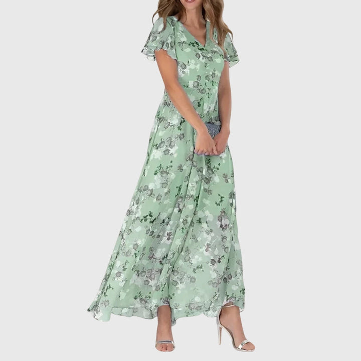 Women's Floral Chiffon Maxi Dress - Summer Occasion
