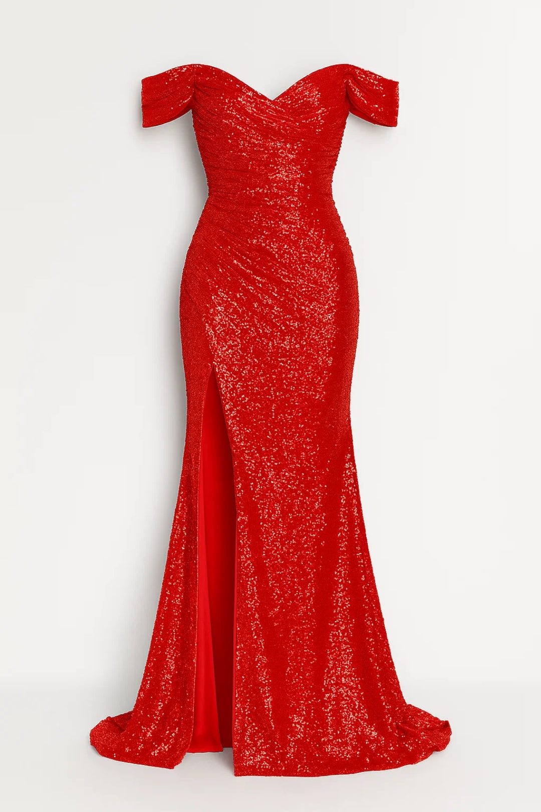 Women's Off-Shoulder Satin Maxi Dress - Summer Evening