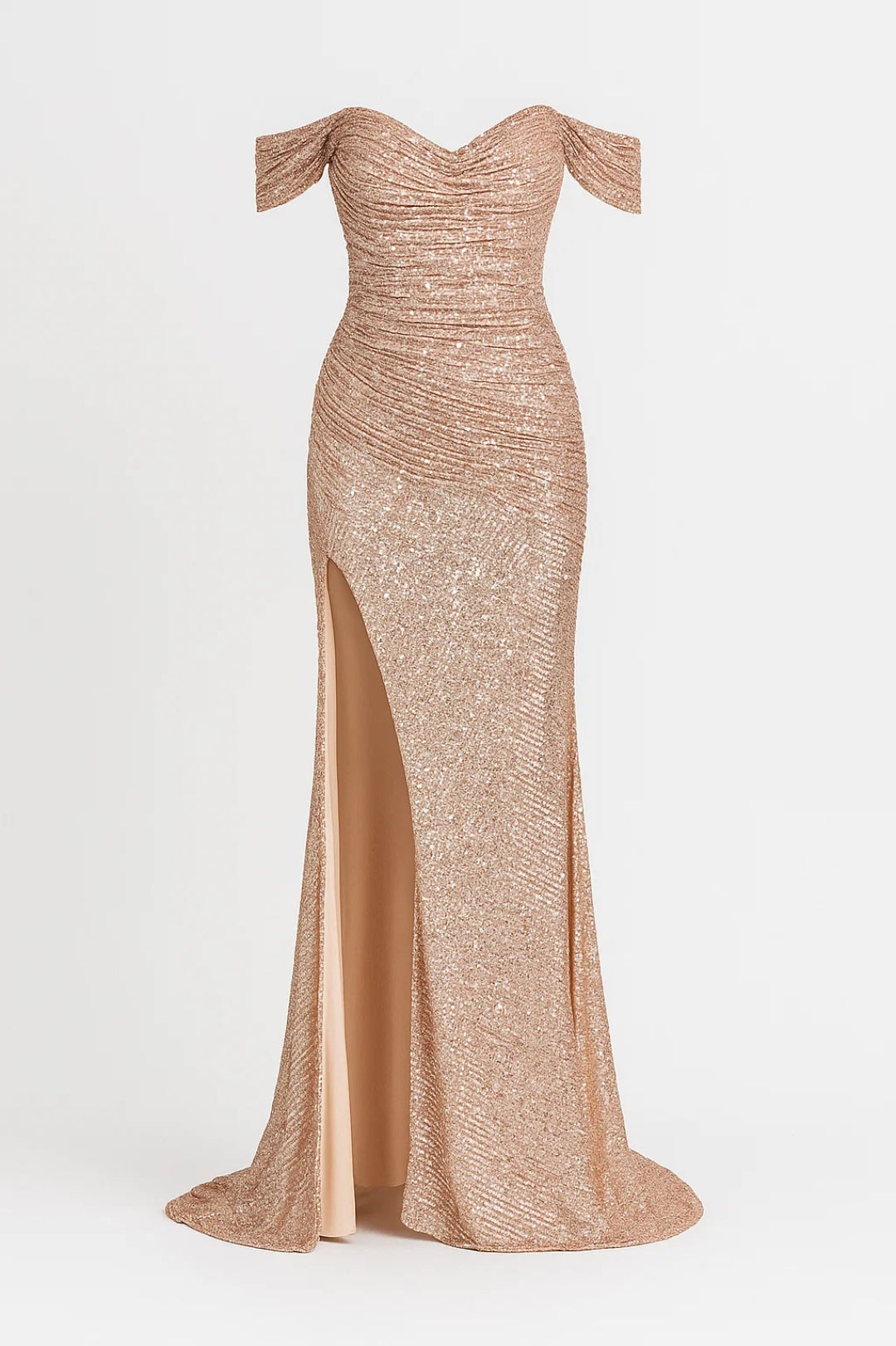 Women's Off-Shoulder Satin Maxi Dress - Summer Evening