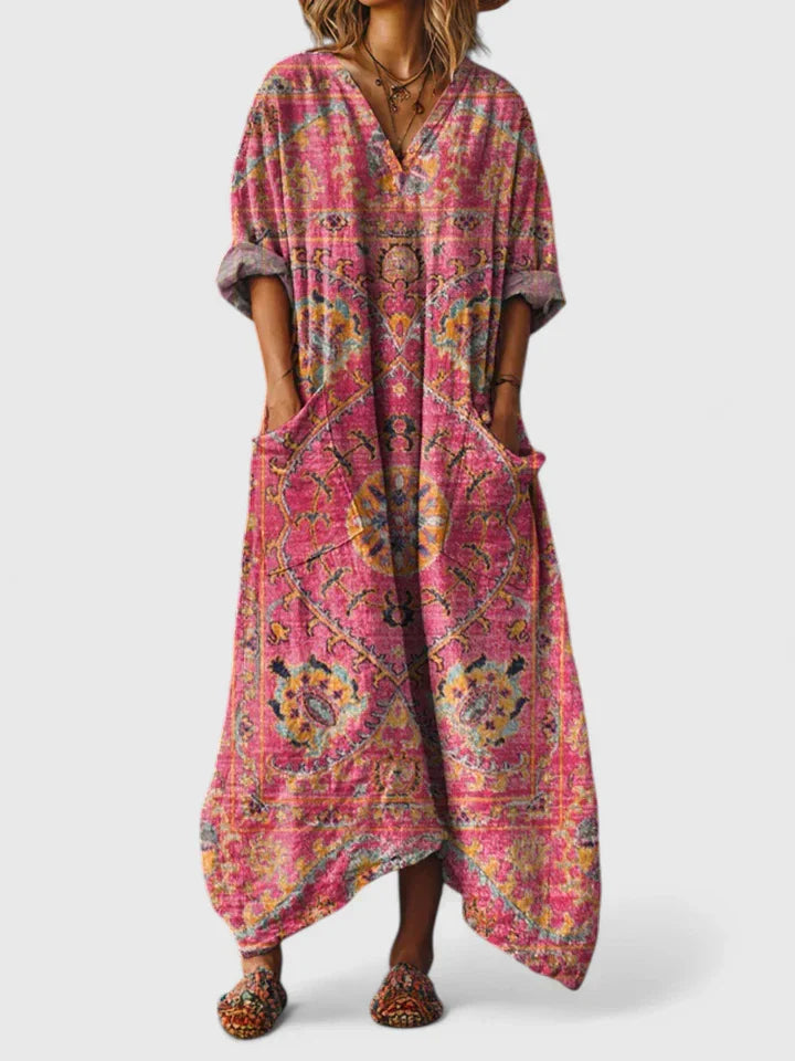 Women's Flowing Maxi Dress - Casual with Pockets