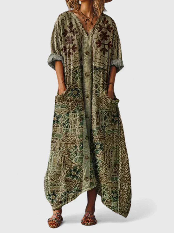 Women's Flowing Maxi Dress - Casual with Pockets