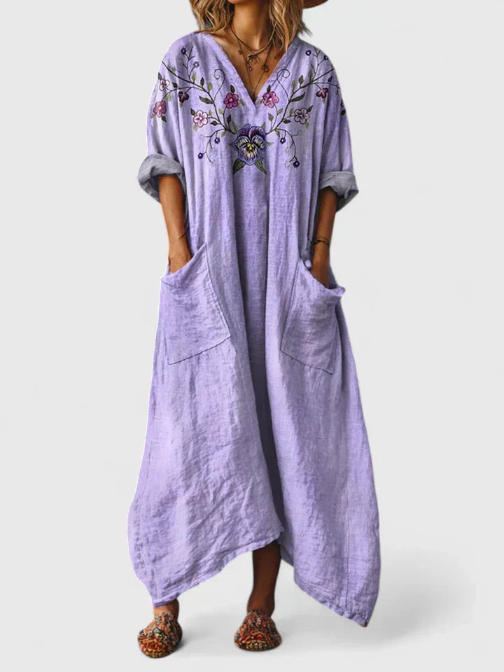 Women's Flowing Maxi Dress - Casual with Pockets