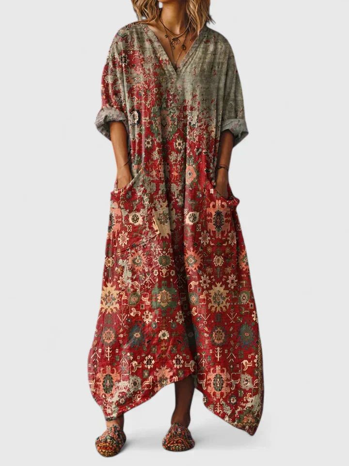 Women's Flowing Maxi Dress - Casual with Pockets