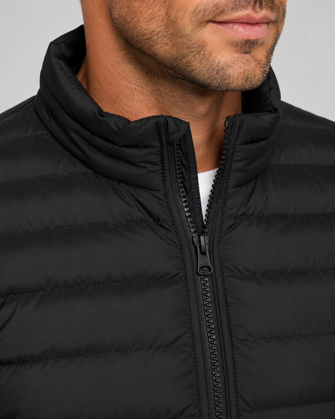 Men's Puffer Jacket - Quilted Stand Collar Fit