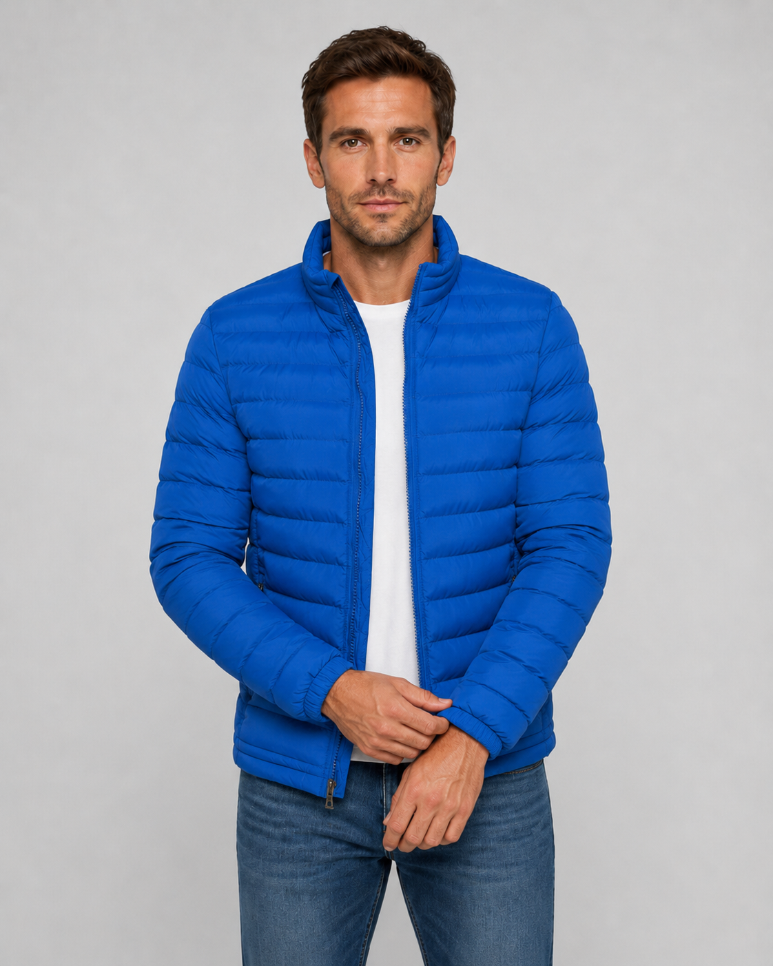 Men's Puffer Jacket - Quilted Stand Collar Fit