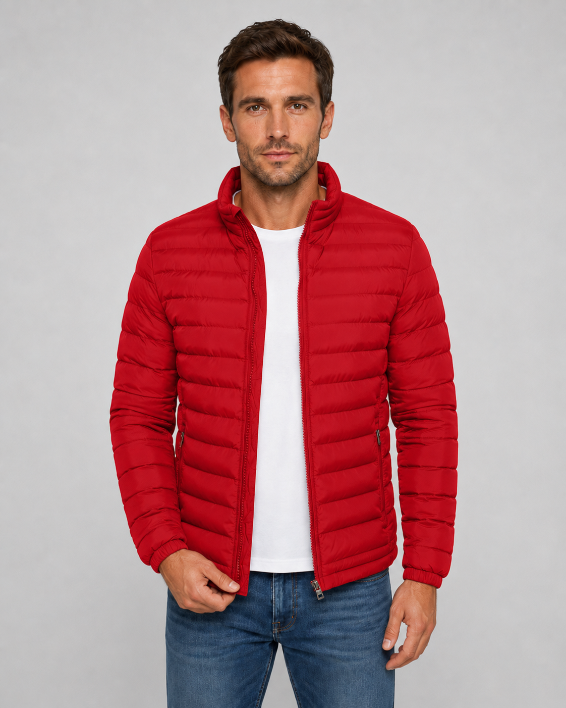 Men's Puffer Jacket - Quilted Stand Collar Fit