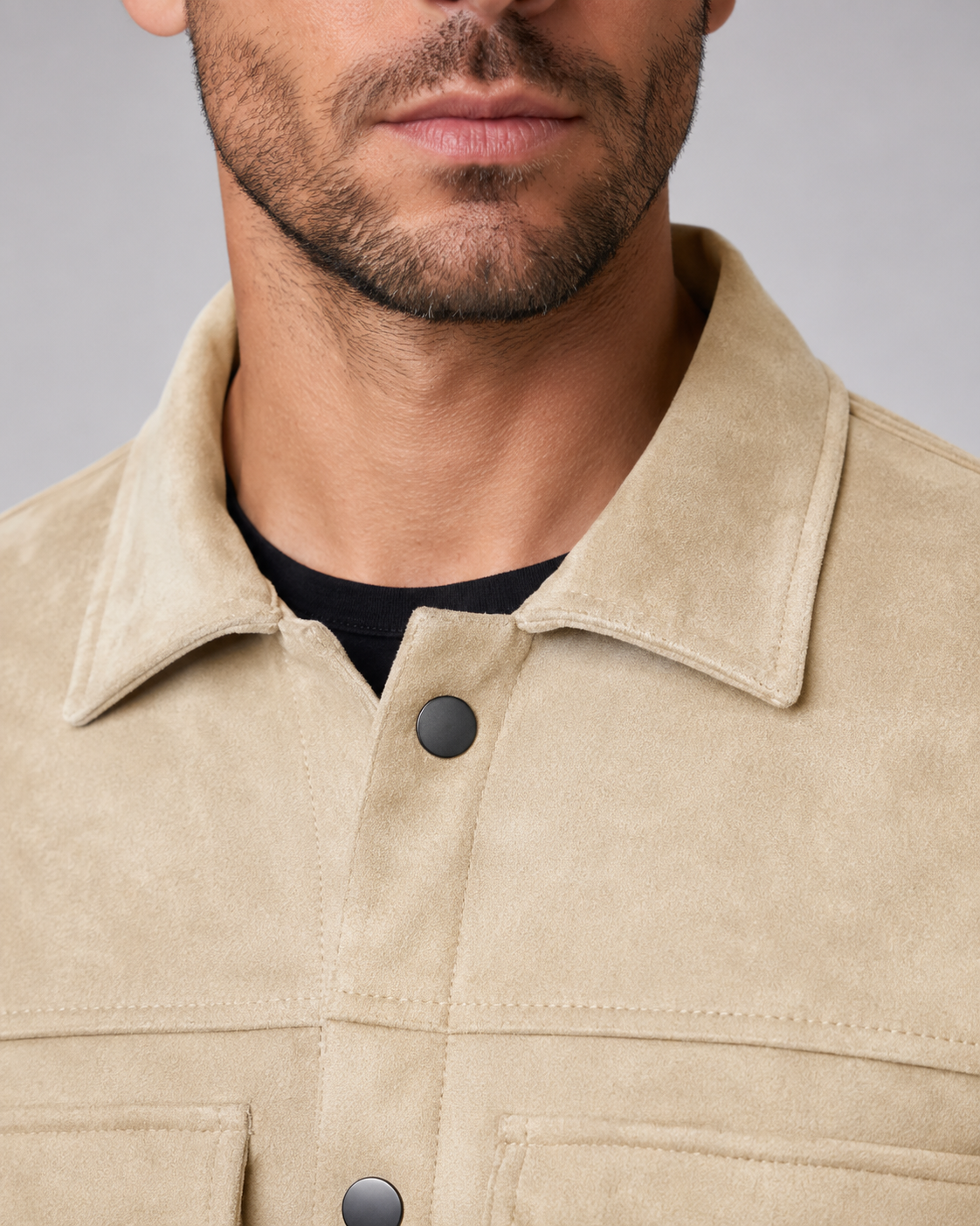 Men's Suede Slim Fit Overshirt Jacket