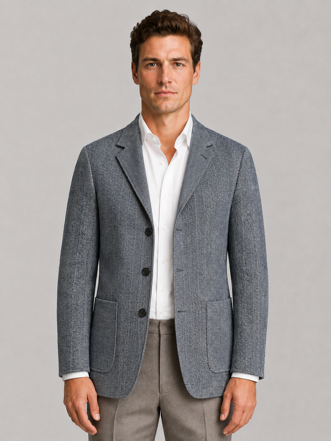 Men's Tailored Herringbone Blazer Jacket