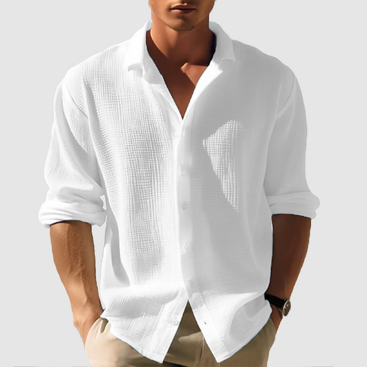 Men's Solid Cotton Shirt - Relaxed Fit Summer Casual