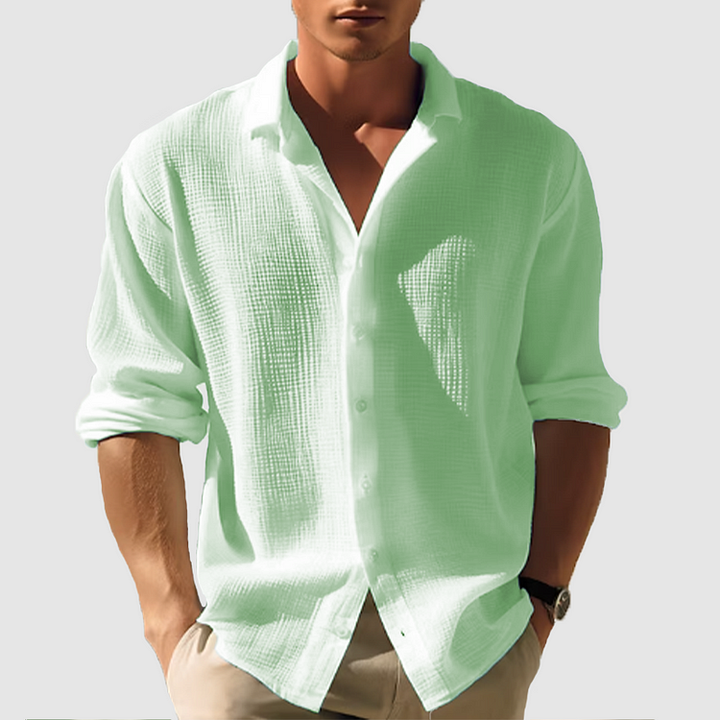 Men's Solid Cotton Shirt - Relaxed Fit Summer Casual