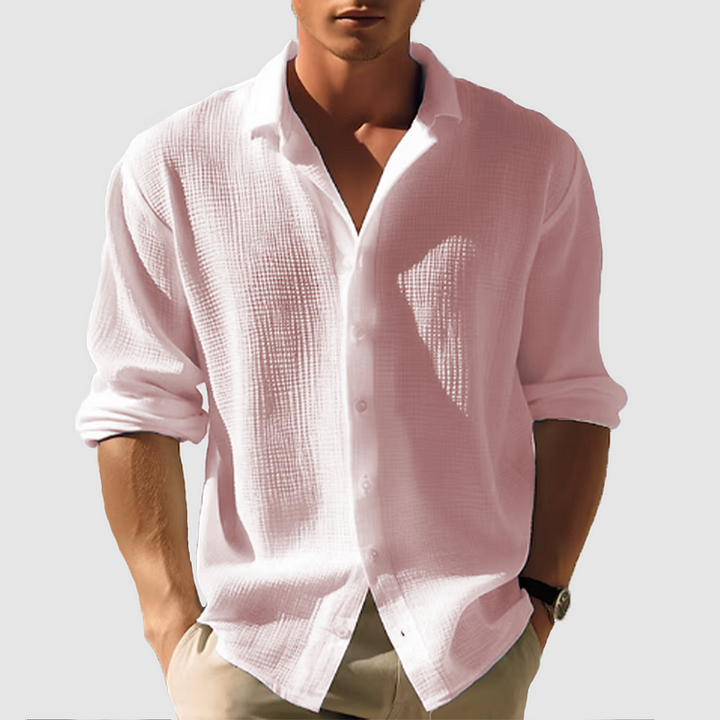 Men's Solid Cotton Shirt - Relaxed Fit Summer Casual