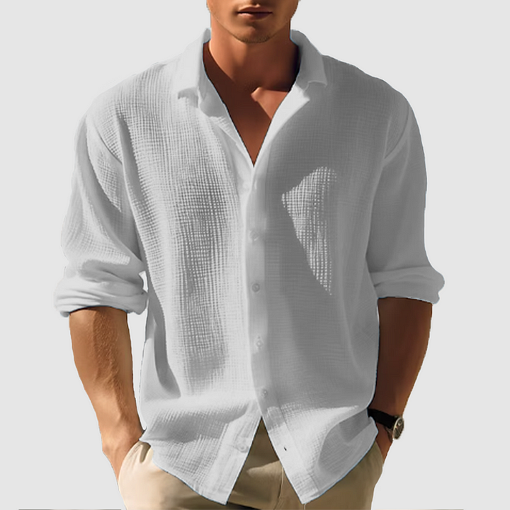 Men's Solid Cotton Shirt - Relaxed Fit Summer Casual