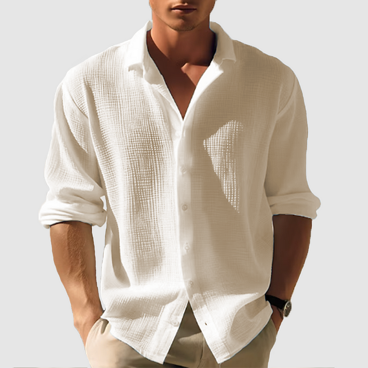 Men's Solid Cotton Shirt - Relaxed Fit Summer Casual