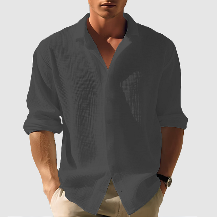 Men's Solid Cotton Shirt - Relaxed Fit Summer Casual