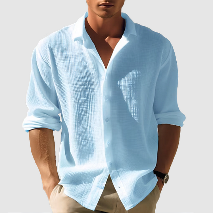 Men's Solid Cotton Shirt - Relaxed Fit Summer Casual