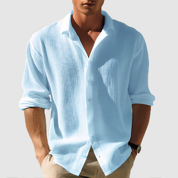 Men's Solid Cotton Shirt - Relaxed Fit Summer Casual