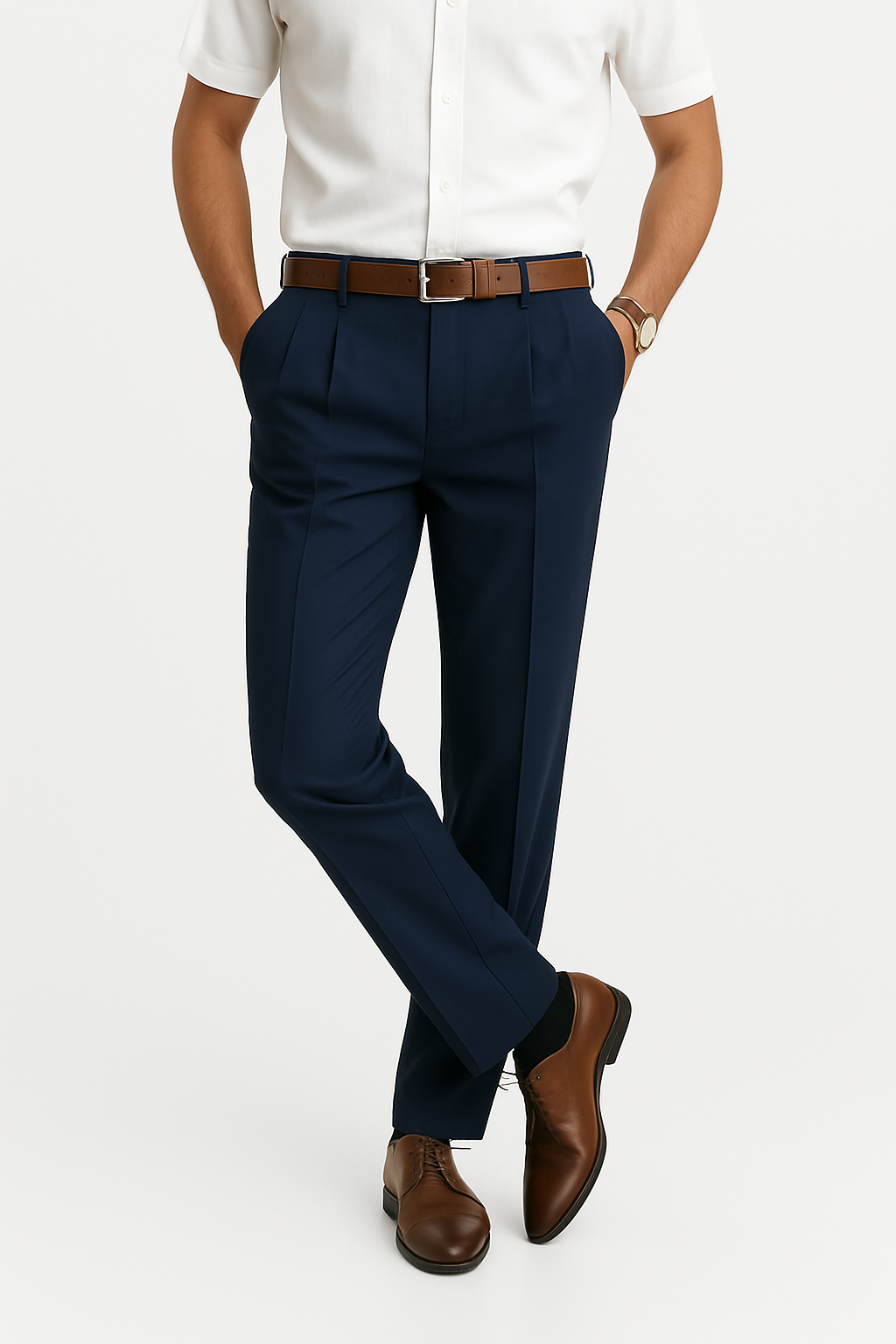 Men's Modern Tailored Fit Trousers - Casual Office Wear