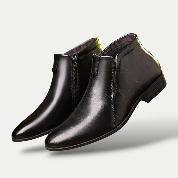 Men's Polished Leather Ankle Boots - Modern Style