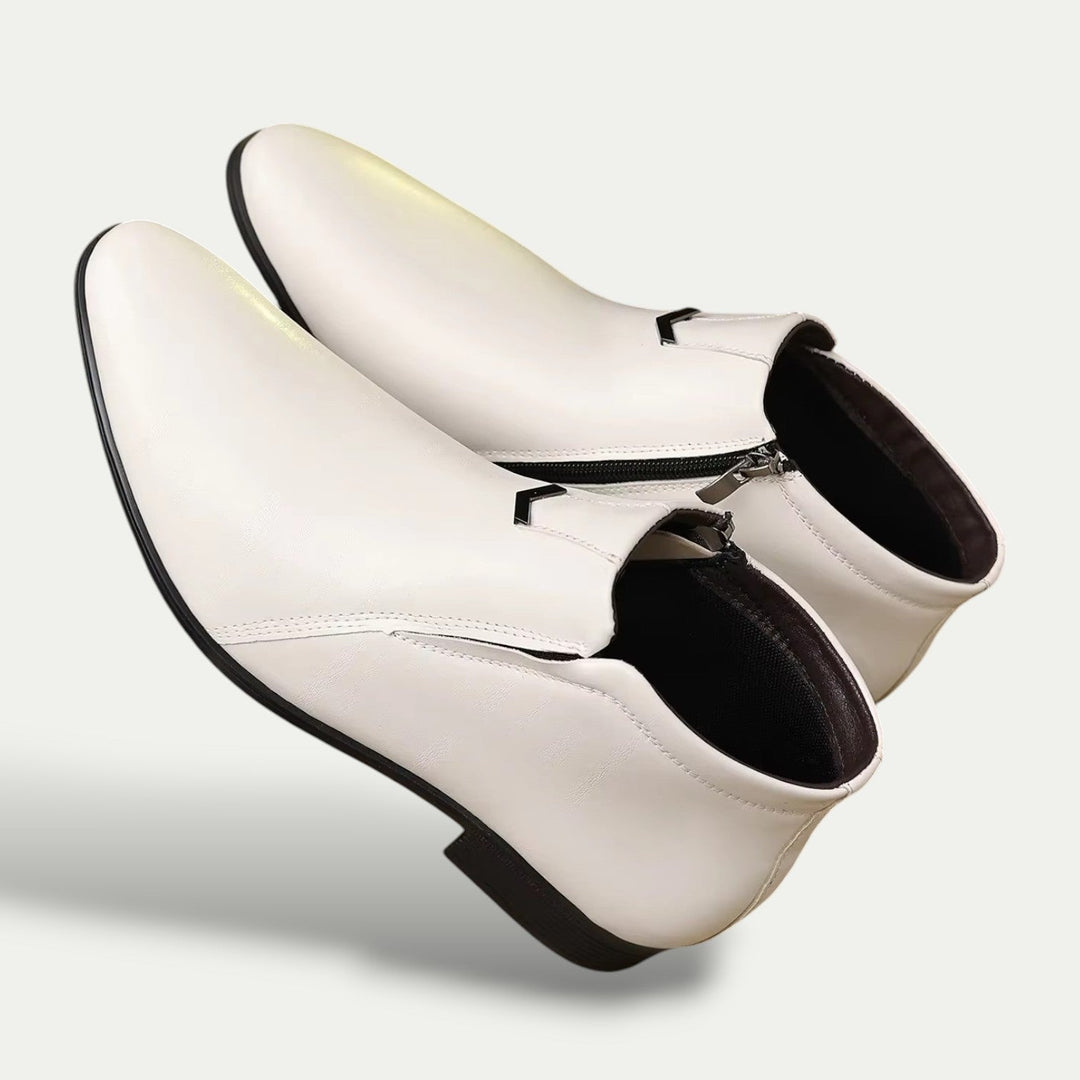 Men's Polished Leather Ankle Boots - Modern Style