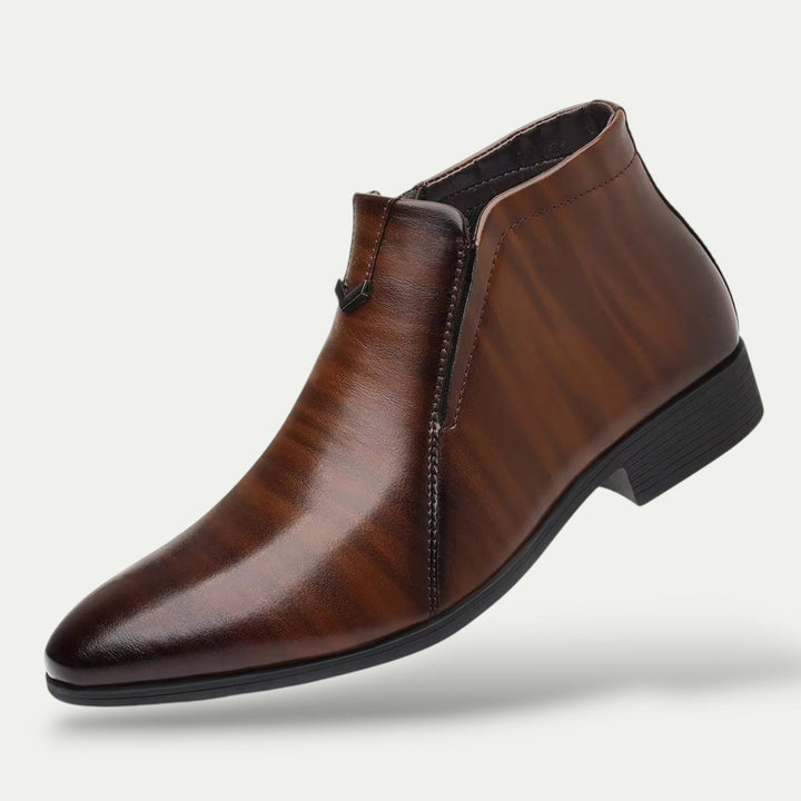Men's Polished Leather Ankle Boots - Modern Style