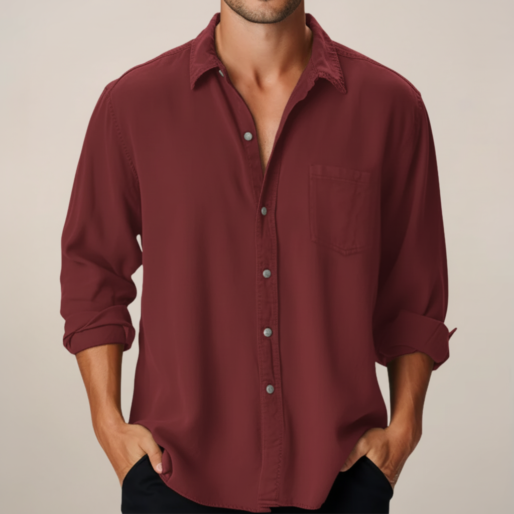 Men's Classic Long Sleeve Shirt - Regular Fit Casual Wear