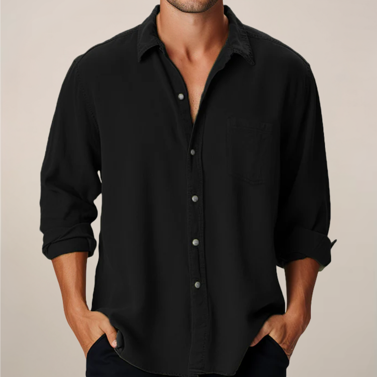 Men's Classic Long Sleeve Shirt - Regular Fit Casual Wear