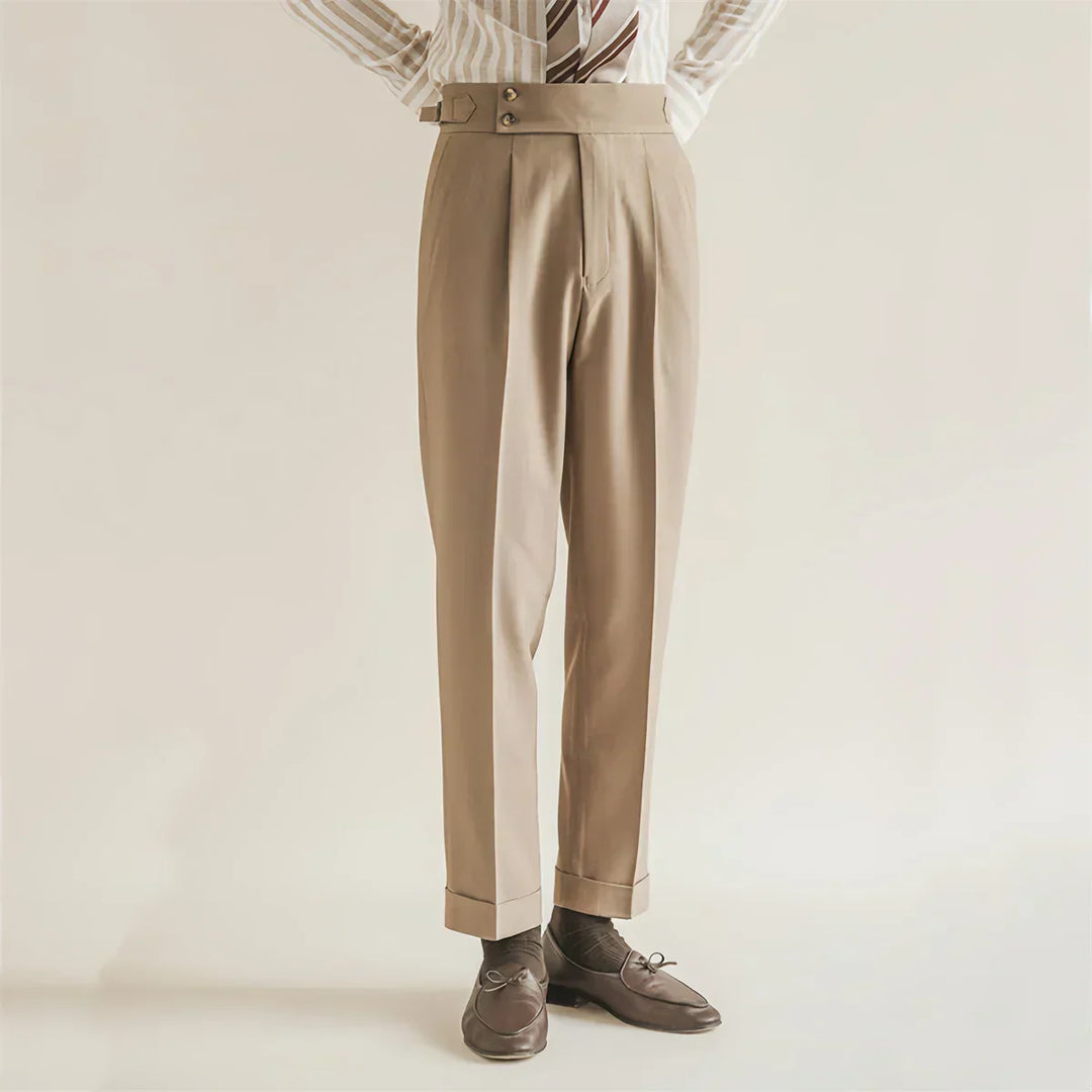 Men's Pleated High-Rise Trousers - Relaxed Fit