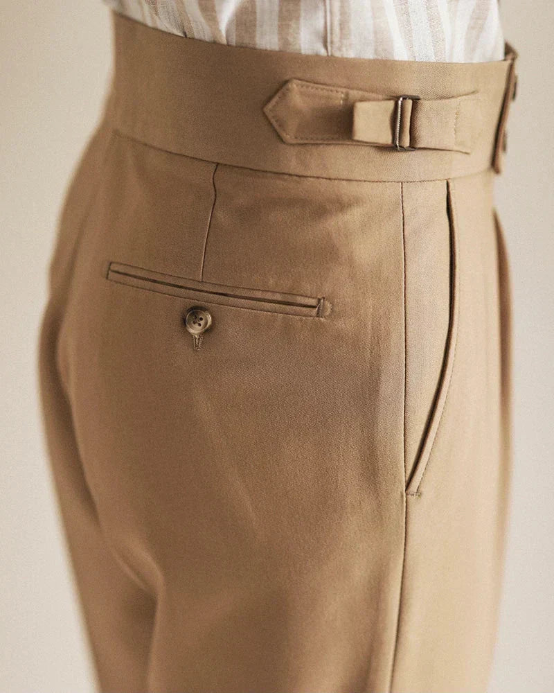 Men's Pleated High-Rise Trousers - Relaxed Fit