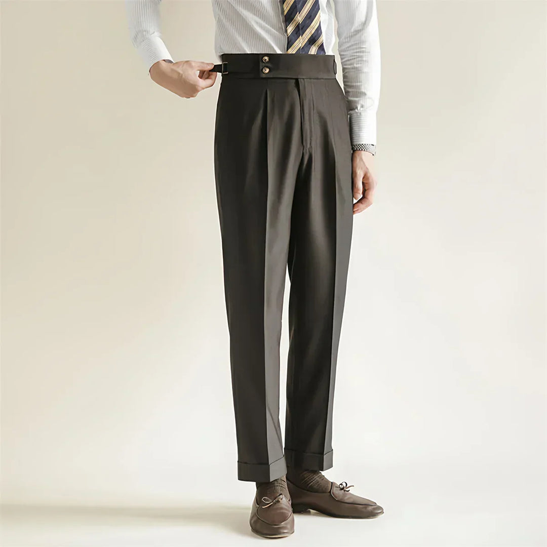 Men's Pleated High-Rise Trousers - Relaxed Fit