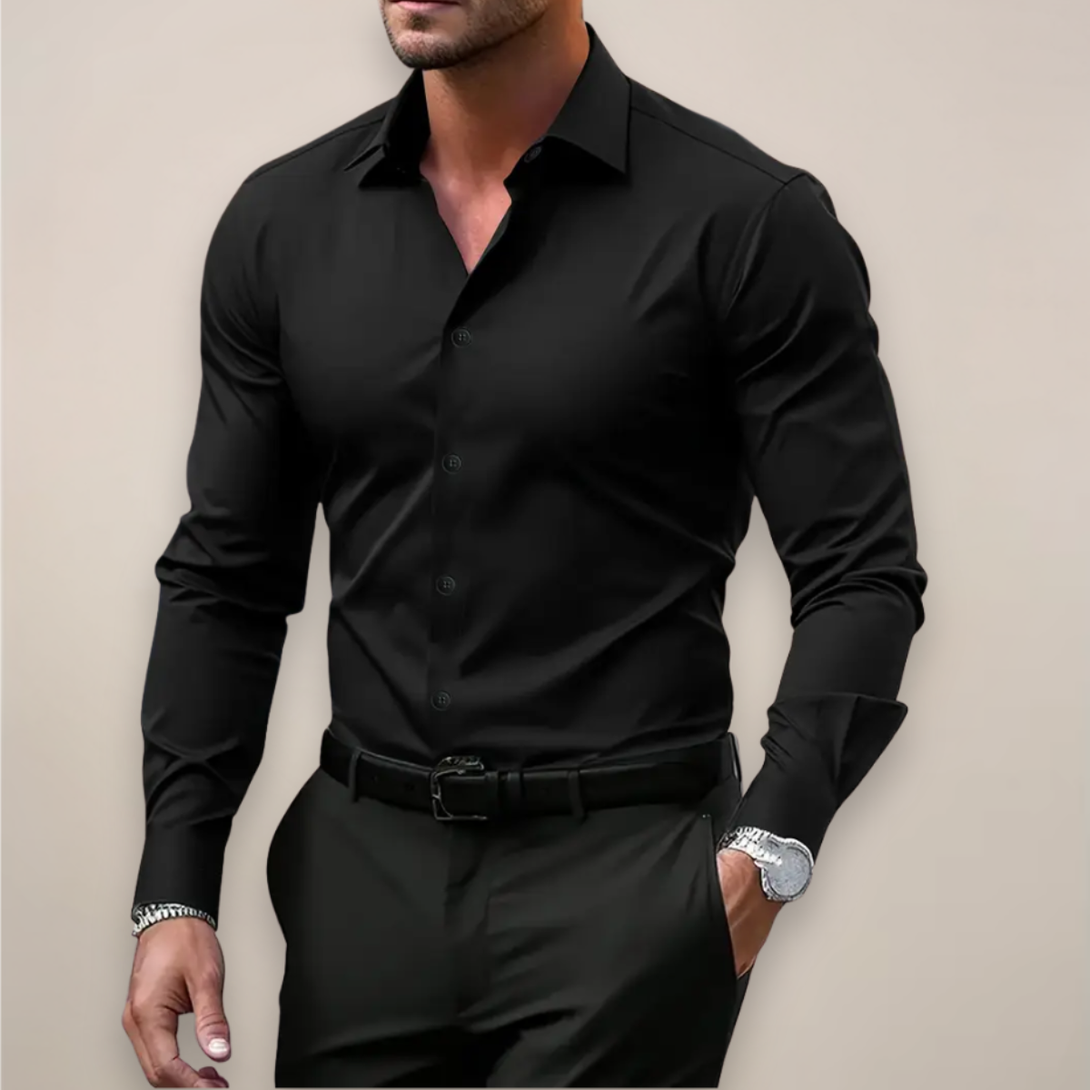Men's Classic Fit Long Sleeve Shirt - Versatile Smart Casual