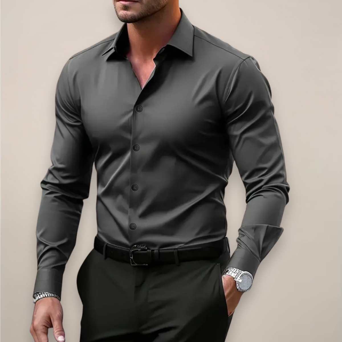 Men's Classic Fit Long Sleeve Shirt - Versatile Smart Casual