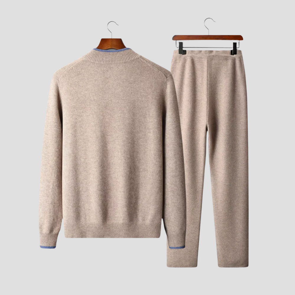 Men's Relaxed Fit Zip-Up Sweater and Pants Set - Lightweight