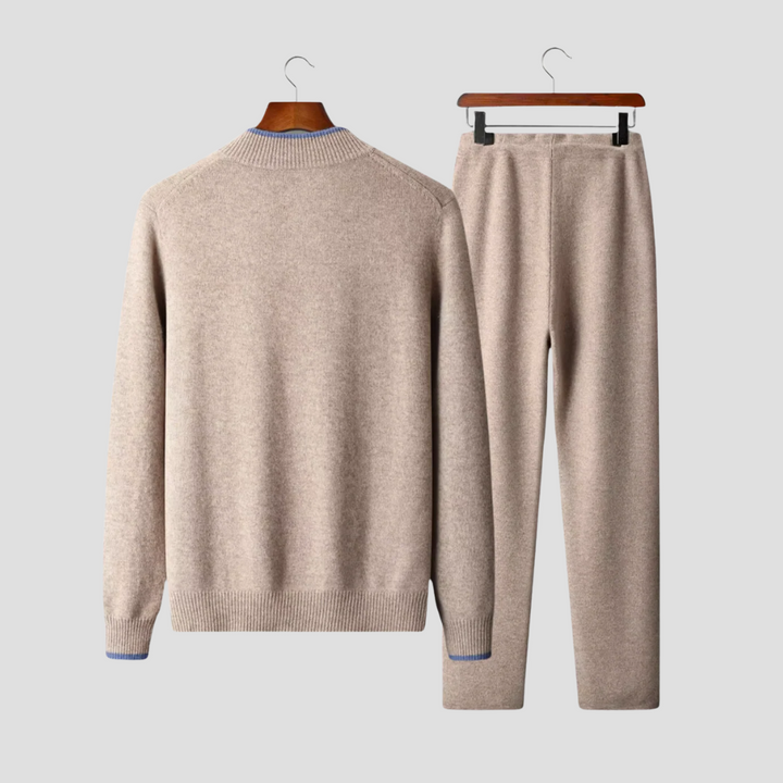 Men's Relaxed Fit Zip-Up Sweater and Pants Set - Lightweight